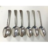 A set of six Victorian London silver spoons (each: 18cm), each initialled D to stem (198.47g)