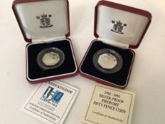 A silver proof Piedfort 50p x 2, 1992 EEC Presidency and Public Libraries