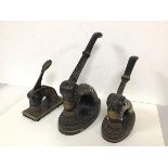 A collection of three Victorian cast iron embossers, two manufactured by the Cunningham Co., Glasgow