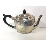 An 1800 London silver teapot, with makers mark PBAEWE (?) to base, with ebonised wood finial and