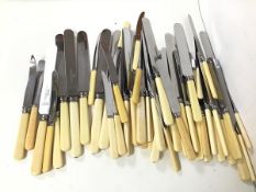 A large quantity of bone handled knives, including by Harrison Bros. & Howson including dinner