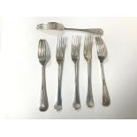 A set of six 1921 Sheffield silver forks (combined: 389.4g)