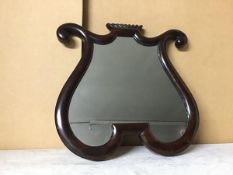 A 19thc lyre shaped wall mirror (35cm x 36cm)