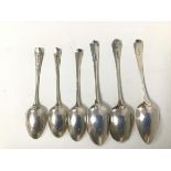 A collection of late 18thc/early 19thc spoons including three serving spoons, three table spoons,