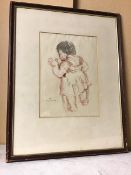 Study of a Child, watercolour, signed and dated 1953 bottom left (30m x 22cm)