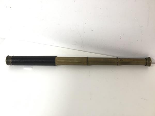 An Edwardian three draw brass telescope, inscribed J. Lizars, Glasgow, Edinburgh etc. (extended: