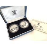 1989 silver proof 2 x £2 coin, claim and Bill of Rights in box of issue