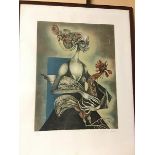 Frederick Bouche, Surrealist Woman with Rooster, lithograph, no. 8/100, signed bottom right with