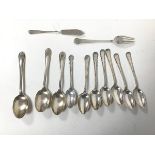 A quantity of Edwardian silver coffee spoons including a set of six Sheffield silver spoons with