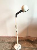 A 1970s Swedish Fagerhults Flexi white floor lamp, with metal shade, stem and base (133cm: fully