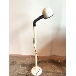 A 1970s Swedish Fagerhults Flexi white floor lamp, with metal shade, stem and base (133cm: fully