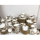 A large Royal Albert Old Country Rose dinner service including eighteen dinner plates (26cm), side