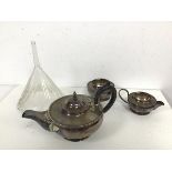 An Edward & Sons, Glasgow Epns teapot with matching sugar bowl and milk jug (teapot: 13cm x 24cm x