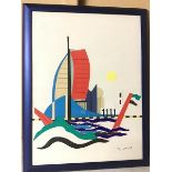P. McGary (?), Cut out collage, possibly of Spinnaker Tower, Portsmouth, signed bottom right,