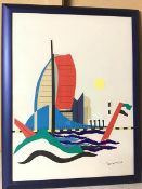 P. McGary (?), Cut out collage, possibly of Spinnaker Tower, Portsmouth, signed bottom right,