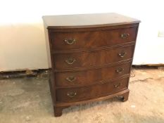 A mahogany Burton Reproductions Ltd. George III style bow front chest, fitted four drawers (one