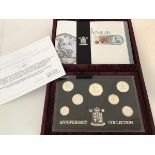 a 1996 silver proof £1 to 1p 25th Anniversary set