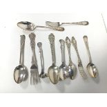 A collection of 19thc silver including Glasgow silver fork and small ladle, stamped J & WM (