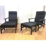 Soren Holst (Danish), a pair of adjustable easy chairs and footstools, model 2561, manufactured by