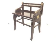 James Shoolbred, a 19th century oak and brass-mounted hall bench, bearing two kite registration