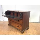 A George III mahogany secretaire chest, c. 1800, with fitted fall-front writing drawer, and later