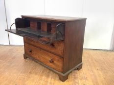 A George III mahogany secretaire chest, c. 1800, with fitted fall-front writing drawer, and later