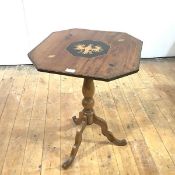 An Italian 19th century walnut and inlaid occasional table, the square top with chevron border and