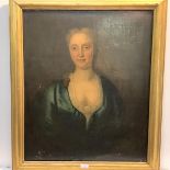 English School, mid-18th Century, Portrait of a Lady in a Blue Dress, oil on canvas, framed. 75cm by