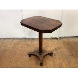 A William IV rosewood occasional table, c. 1835, the rectangular top with mirrored veneers, on a