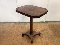 A William IV rosewood occasional table, c. 1835, the rectangular top with mirrored veneers, on a