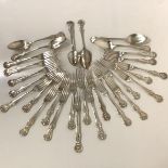 A mid-19th century partial silver flatware service in the rare Victoria pattern, William Bateman &