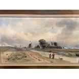 George Arthur Fripp R.W.S. (British 1813-96), Landscape with Windmills, signed lower centre, framed.