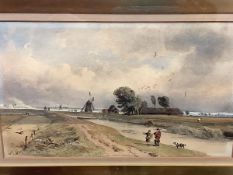 George Arthur Fripp R.W.S. (British 1813-96), Landscape with Windmills, signed lower centre, framed.