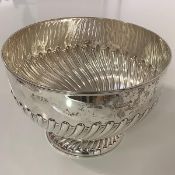 A late Victorian silver punch bowl, William Hutton & Sons, London 1900, half-gadrooned on a