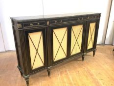 A 19th century French ebonised and gilt-metal mounted vitrine cabinet, with variegated grey marble