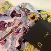 Grayson Perry: "Unpopular Culture", a limited edition (700) silk scarf, boxed. 86.5cm by 86.5cm;