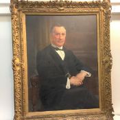 English School, early 20th Century, Portrait of a Seated Gentleman in Black Tie, half-length, signed