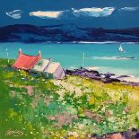 •Kevin Fleming (Scottish, Contemporary), Summer Light, Cottages at Traigh Ban, Iona, signed lower