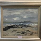 •Joan Renton R.S.W. (Scottish, b. 1935), "Black Rocks, Luce Bay", signed lower left, oil, framed.
