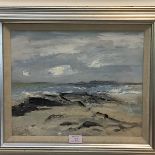 •Joan Renton R.S.W. (Scottish, b. 1935), "Black Rocks, Luce Bay", signed lower left, oil, framed.