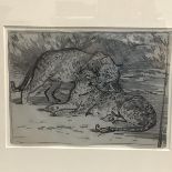 •John Murray Thomson R.S.A. (Scottish, 1885-1974), Leopards, conte crayon, Somerset & Wood