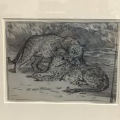 •John Murray Thomson R.S.A. (Scottish, 1885-1974), Leopards, conte crayon, Somerset & Wood