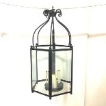 A large cast-iron hall lantern by Lonsdale & Dutch, the Regency Crown design, hexagonal. Height
