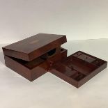 A 19th century inlaid mahogany stationery box, of plain rectangular form, the hinged lid centred