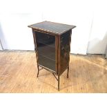 A late 19th century bamboo-framed display cabinet, the top and sides with painted panels depicting