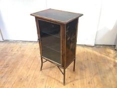 A late 19th century bamboo-framed display cabinet, the top and sides with painted panels depicting