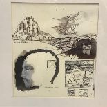 •Giles Rencontre (Scottish, b. 1970), "Florentine Head", ink on paper, framed. 26.6cm by 23.5cm.