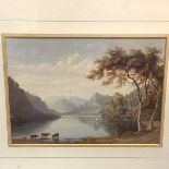 Attributed to George Fennell Robson (1788-1833), Loch Long, watercolour, unsigned, framed. 13.25cm