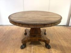 A Scottish George IV rosewood centre table, in the manner of William Trotter, the circular top