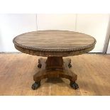 A Scottish George IV rosewood centre table, in the manner of William Trotter, the circular top